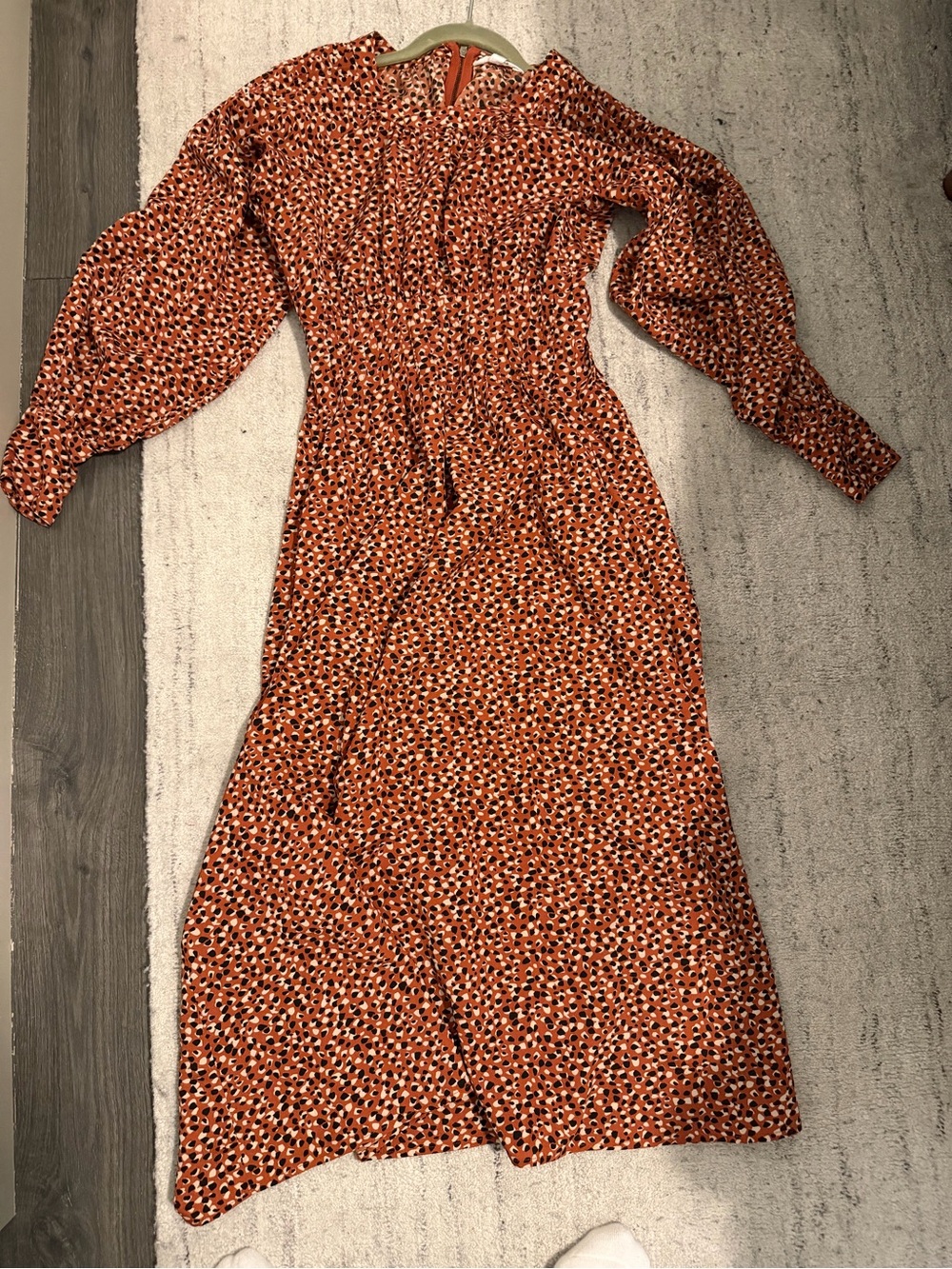 BB Dakota - Rust Orange Printed Long Sleeve Maxi Dress (Size Small)